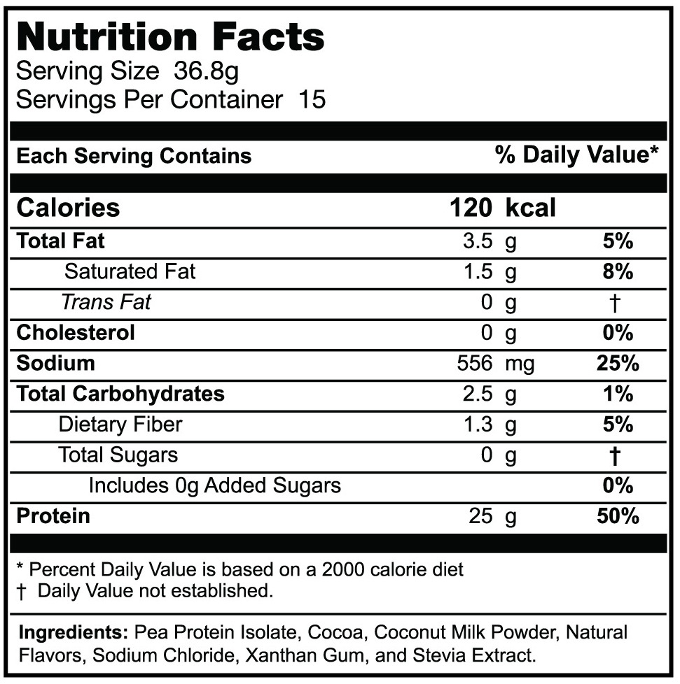 Vida Pure Chocolate Creme nutrition facts